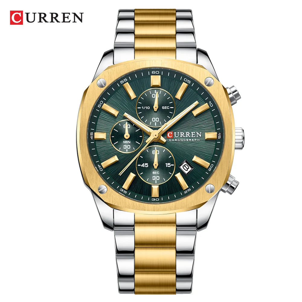 Relógio masculino CURREN Casual - golden green