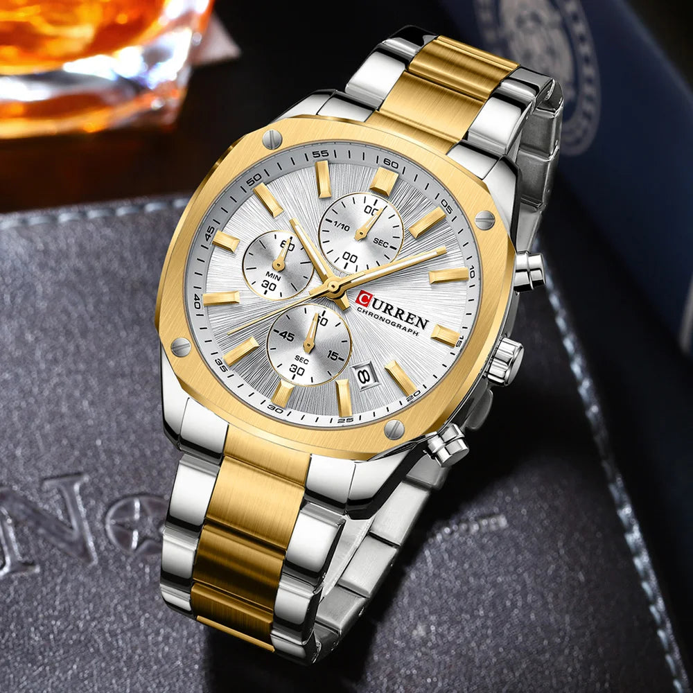Relógio masculino CURREN Casual - golden white