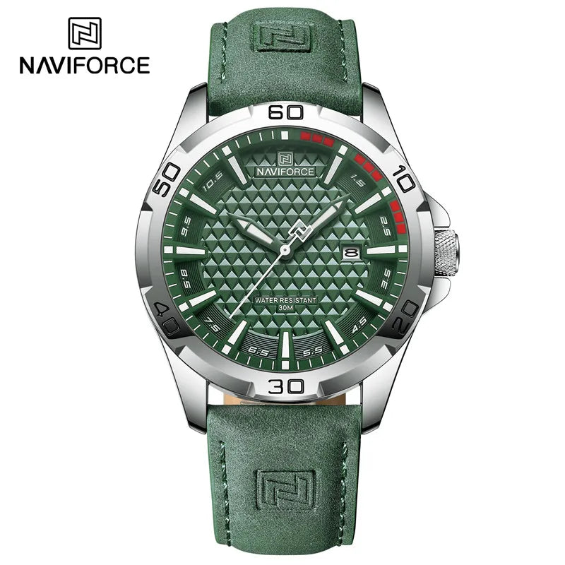 Relógio de couro masculino NAVIFORCE - green