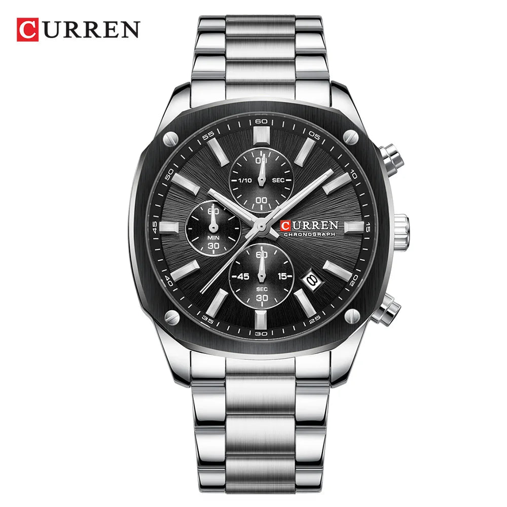 Relógio masculino CURREN Casual - silver black