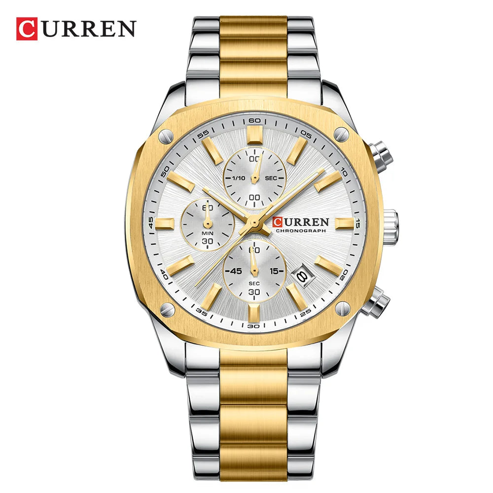 Relógio masculino CURREN Casual - golden white