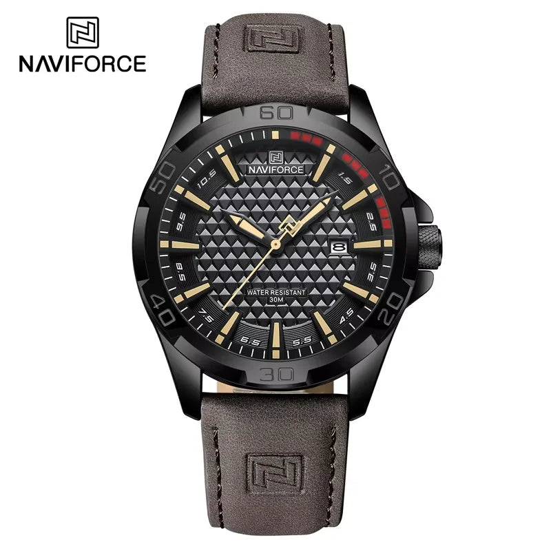 Relógio de couro masculino NAVIFORCE - gray